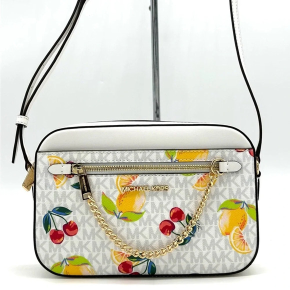 Michael Kors Large EW Zip Chain Xbody Crossbody Bag Optic White Multi - Picture 1 of 11
